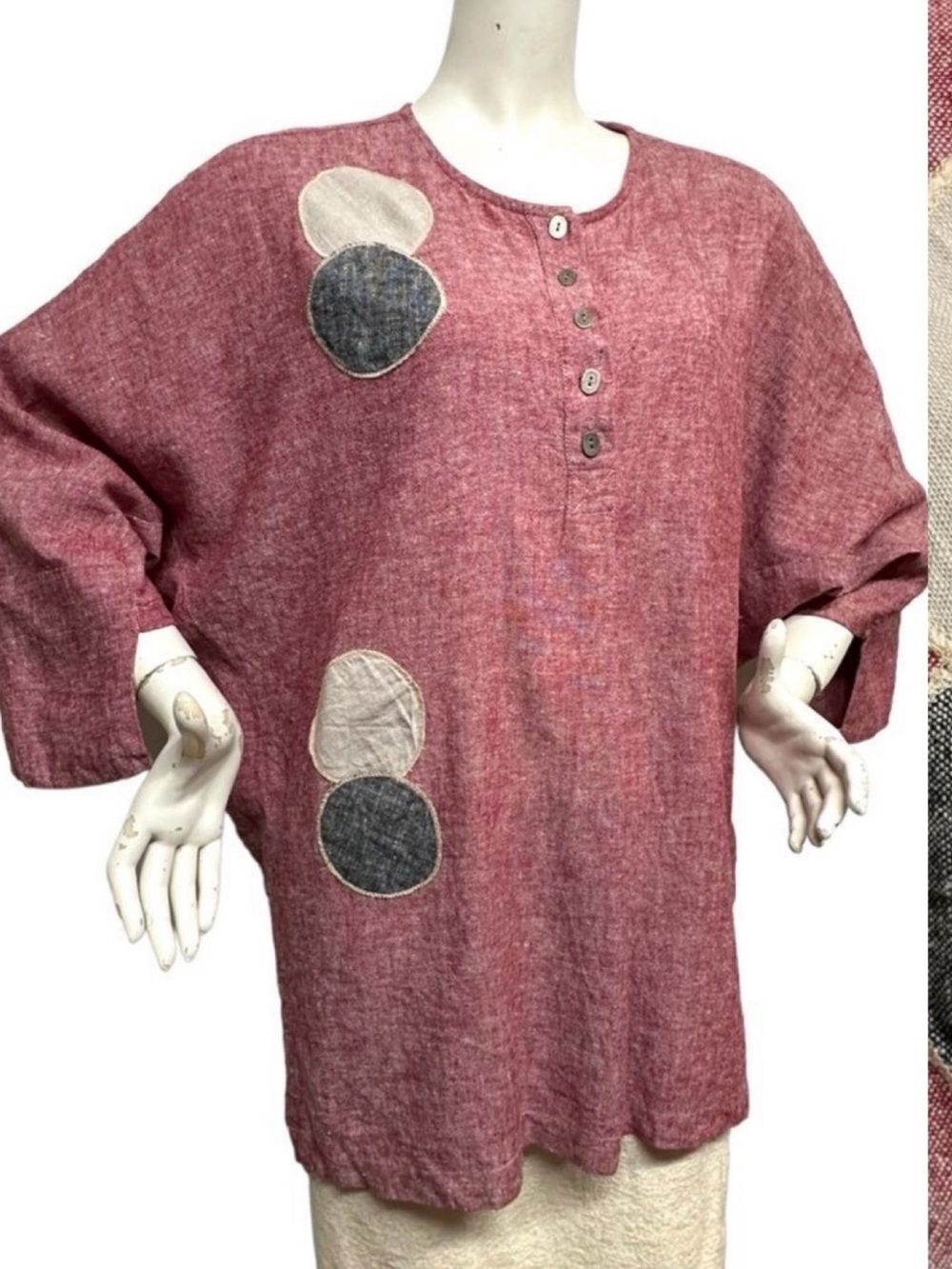 M SQUARE NeetuMalik Linen Asymmetric Boxy Oversized Lagenlook Linen Top Tunic OS